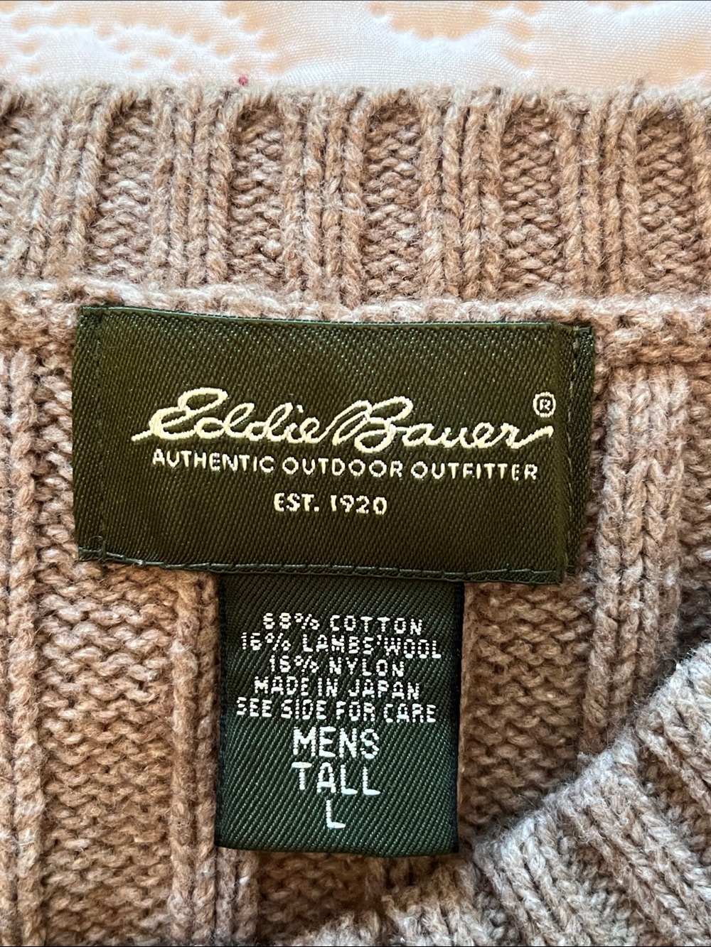 Eddie Bauer Vintage Wool Blend Cable Tall Sweater - Picture 5 of 5